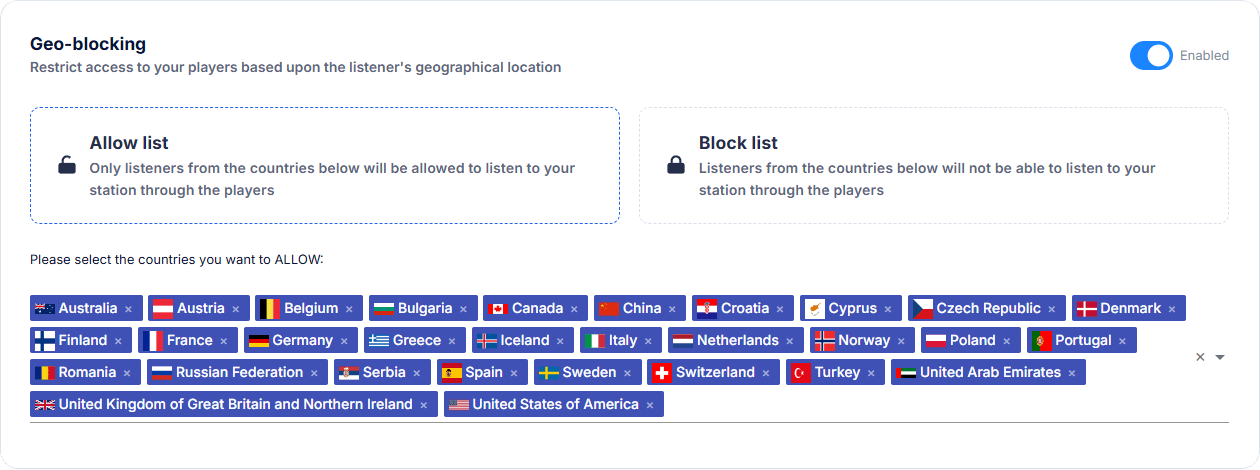 Geo-Restriction & Audience Targeting Screenshot